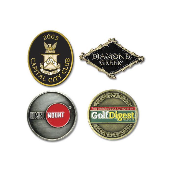 Metalen golfbal marker met geslagen logo